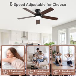 Plafondventilator met Lamp 107 cm – Stil & Dimbaar – Afstandsbediening – 6 Snelheden Zwart — thumbnail 3