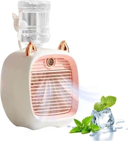 Compacte verdampingsluchtkoeler met 50 ml watertank, USB-gevoed persoonlijk bureaukoelapparaat, 3 windsnelheden en stille werking, geschikt voor thuis en kantoor（Roze） — thumbnail 1