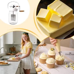 Roterende Boterkarner - Keukenmixer Deegroerder - Zelfgemaakte Producten Maken - Geurvrije Glazen Container - 1500 ml Capaciteit - Transparant — thumbnail 5