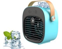 Mini airconditioner - Draagbare airconditioner - Draagbare airconditioner voor de slaapkamer - Draagbare airconditioner met ventilator - Oplaadbare persoonlijke luchtkoeler - Geschikt voor slaapkamer, reizen, kantoor, buiten en binnen - Blauw