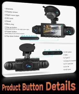 Dashcam Auto - 4 Camera Recorder - Veilig Rijden - 360 Graden Opname - 1080p FHD - Zwart — thumbnail 2