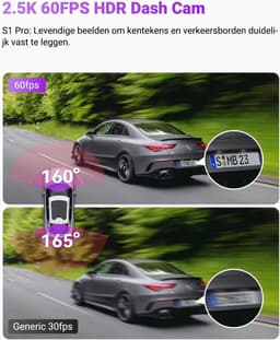 Dashcam voor auto - Zwart - 2,7K + 1080p Dual Lens - Met Nachtzicht en 24-uurs Parkeermonitoring - Voor en Achter Opname — thumbnail 2