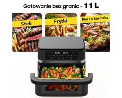 Airfryer – Heteluchtfriteuse – Digitale Friteuse – Gezond Koken – XXL 11L – 2950W Vermogen – Dual-Zone Met Verwijderbare Divider