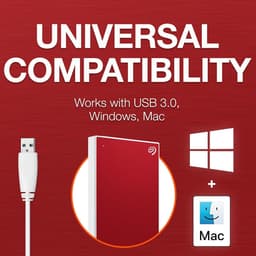 Externe Harde Schijf - Portable Opslag - Bestanden Opslaan - Wachtwoord Beveiliging - 2TB - Rood — thumbnail 2