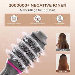Haarborstel voor haardroger en volume, 1200 W styler met negatieve ionen, anti-kroes, cilinder van titanium keramiek, stijlborstel — thumbnail 4