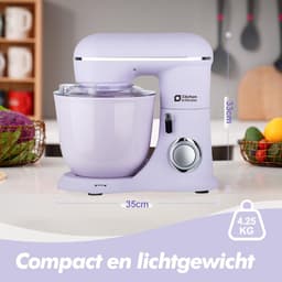 Keukenmachine - Roestvrijstaal/Lila - 1300W Vermogen - 10 Snelheden - Voor Thuisgebruik — thumbnail 3