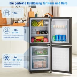 Koelkast 106 liter zilver roestvrij staal deur zwart lichaam koel vrieskast voor thuis keuken kantoor — thumbnail 4