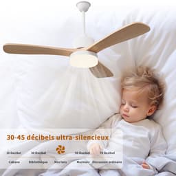 Plafondventilator met Verlichting – Houten Bladen Ventilator met Afstandsbediening, Timer & Kleurtemperatuur 3000K-6500K — thumbnail 4