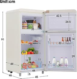 Koelkast 72 liter wit retro dubbeldeks ijzer plastic koel vrieskast voor keuken en woonkamer thuis — thumbnail 2
