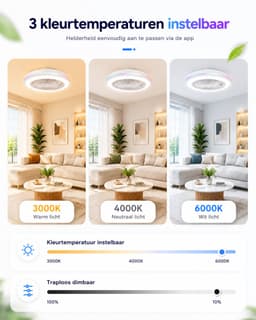 Plafondventilator met Verlichting 50 cm – Fluisterstil – Slimme RGB LED Lamp – App & Afstandsbediening – Google Home & Alexa – 6 Snelheden – Zomer & Winterstand — thumbnail 3