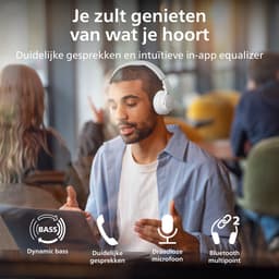 PHILIPS TAH4000 draadloze on-ear hoofdtelefoon, 70 uur afspeeltijd, Dynamic Bass, 32 mm drivers, Bluetooth 6.0 Multipoint, snelkoppelen, vervangbare kussentjes & batterij, licht & opvouwbaar – Wit — thumbnail 3
