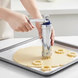 Koekjesmaker Machine - Bakgereedschap Set - Zelf Koekjes Maken - Roestvrij Staal - 20+ Vormen - Zilverkleurig — thumbnail 5