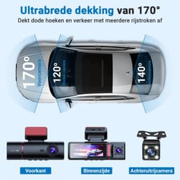 4K Dashcam - Auto Camera - Verkeersveiligheid Vastleggen - 3-in-1 Opname - 170° Groothoek - Zwart — thumbnail 3