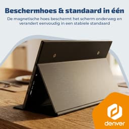 Denver Portable Monitor 18.5 inch - Full HD - Draagbare Monitor - Lederen Hoes - HDMI/USB-C - PMO18501 - Grijs — thumbnail 2