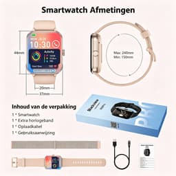 Blackview R50 Watch - Smartwatch Dames & Heren - SOS- Android & iOS - Roze — thumbnail 3
