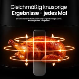 Heteluchtfriteuse - Airfryer Frituurpan - Gezond Frituren - 8 Programma's - 45 Liter - Mat Zwart — thumbnail 3