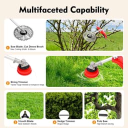 Benzine Bosmaaier - Multitool Grasmaaier - Tuinonderhoud - 4-in-1 Functionaliteit - 25 cm Snijbreedte - Rood Wit Zwart — thumbnail 5