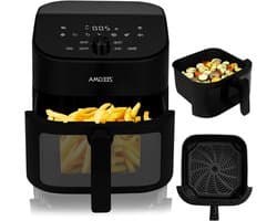 Heteluchtfriteuse - Airfryer - Gezond Koken - Snelle Opwarming - 6.5 Liter - Zwart