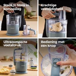 Compacte Keukenmachine - Alles in één - Maaltijden Bereiden - Direct op bord snijden - 1.3 Liter Kom - Zilver — thumbnail 3