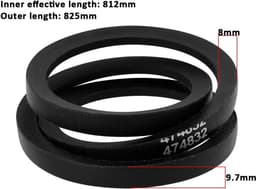 SnelShoppen - 2 Stuks V-snaar voor Grasmaaier 825mm Vervangingsonderdeel 474832 Geschikt voor Highline 513PA en 523 SP en SPA — thumbnail 3