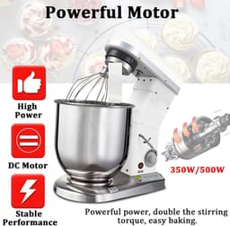 Keukenmixer met Kom - Standmixer Bakken - Thuis Bakken - Krachtige Planetaire Beweging - 7L - Zilver — thumbnail 5