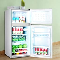 Deze compacte minikoelkast met dubbele deur en vriesvak heeft een inhoud van 43 liter en beschikt over aparte koel- en vriesvakken voor langdurige bewaring van voedsel Geschikt voor slaapkamers keukens kantoren en studentenkamers — thumbnail 2