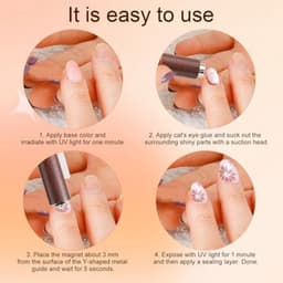 Set van 7 Cat Eye Nail Magnet Tools, Hartvormige Cat Eye Gel Nagellak Magneet 3-in-1 Professionele Manicureset met Y-vormige Gids Sticks voor Thuis DIY Salon Studio — thumbnail 4