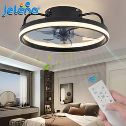 Vhr Zwarte Plafondventilator met Verlichting - Ventilator Lamp Plafond - Kroonluchter Ventilator - LED lamp - 33CM - Met Afstandsbediening — thumbnail 4