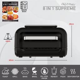 Multifunctionele Airfryer Oven - Heteluchtoven Grill - Gezond Koken - 8-in-1 Functies - 7 Liter - Zwart — thumbnail 3