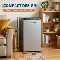 Triumpunpre Mini Koelkast 90L met RVS Deur - Drankkoelkast Grote Minibar Stil 41dB - Energie Label E - 5 Standen Temperatuur 0°C-18°C - Links/rechts Draairichting - Verstelbare Poot - Vrijstaande Koelkaast - Ruime Inhoud voor Kantoor of Thuis — thumbnail 3