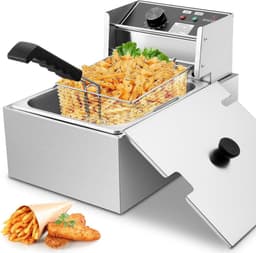 Elektrische Friteuse - Friteuse met mand - Thuis Frituren - Grote inhoud 6.3 liter - 1700 Watt - Roestvrij staal — thumbnail 1