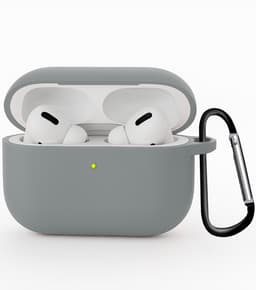 Hoesje - Geschikt voor Apple Airpods Pro 3 - Siliconen Hoes met Clip - Silicone Case Cover - Grijs — thumbnail 1