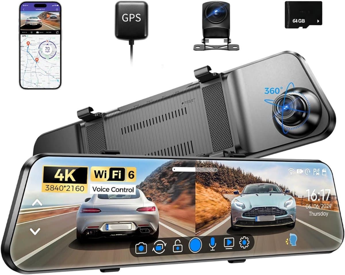Dashcam voor auto voor en achter – Dual dashcam – Voor- en achtercamera – Autocamera – Full HD dashcam – Dashcam met nachtzicht – Dashcam met bewegingssensor – Groothoeklens – Parkeermodus – Loop recording – Dashcam met SD-kaart — afbeelding 1