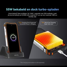 OSCAL TANK 1 - Robuuste Smartphone - 5G - 48GB RAM - 512GB ROM - 20000mAh - 6.78 inch FHD+ 120Hz - MTK Dimensity 7050 - 64MP+50MP+20MP Nachtzicht - Android 15 - AI Robuuste Telefoon - NFC - IP68/IP69K/GPS - Zwart — thumbnail 3