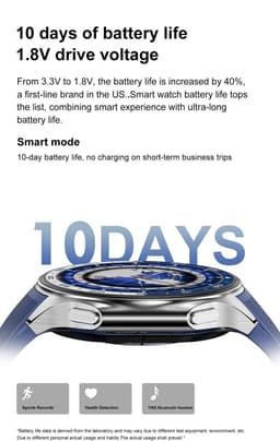 Knobbout 1.43" Scherm AMOLED-scherm met 3D-ontwerp Smartwatch - Slimme opnamefunctie- 4 GB interne opslag - MP4-video-ondersteuning - Ingebouwde kompasfunctie - Zilver staal+ bruin lederen + blauwe siliconen horlogeban — thumbnail 4