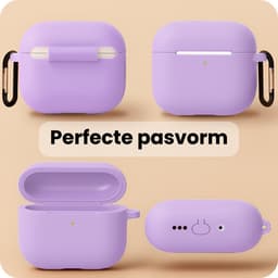 Hoesje Geschikt voor Apple Airpods Pro 3 - Siliconen Hoes met Clip - Silicone Case Cover - Lila — thumbnail 3
