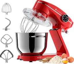 KitchenBrothers Keukenrobot - Keukenmachine - Touch Display en Timer - BPA-vrij - 6,2L - 1800W - Keukenmixer - Aluminium - Rood — thumbnail 1