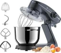 KitchenBrothers Keukenrobot - Keukenmachine - Touch Display en Timer - BPA-vrij - 6,2L - 1800W - Keukenmixer - Aluminium - Antraciet — thumbnail 1