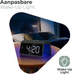 Caliber Wekker - Draadloze Oplader - Wake-up Light - Digitale wekker - Wekkers digitaal - Digitale klok - Groen (HCG019QI-MG) — thumbnail 4