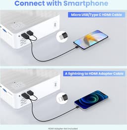 Mini Beamer - Input tot 1080P Full HD - Inclusief HDMI kabel - Projector - Mini Projector - HDMI - USB - Wit - Smartphone - Draagbaar - Ingebouwde speaker — thumbnail 4
