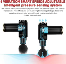 Mini Massage Gun Deep Tissue, 6 Snelheden Draadloze Handheld Spier Massager met 4 Hoofden 1800mAh Batterij & Type-C Opladen, Super Stil Oplaadbaar Apparaat Pijnverlichting, Geschenken, Black02 — thumbnail 5
