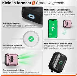 Case geschikt voor Apple AirPods 4 Hoesje - Waterdicht - 100% Shockproof Case - Vergrendelknop - Roze — thumbnail 3