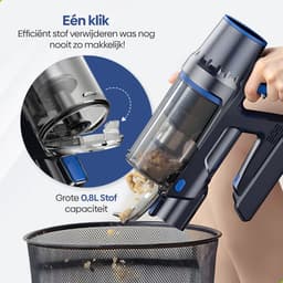 Olvy Steelstofzuiger Draadloos - Met Dweilfunctie - 5 Zuigniveaus - 350W - Vacuum Cleaner - Draadloze Snoerloze Stofzuiger - Zonder Zak - Op Accu - 35Kpa - Kruimeldief — thumbnail 4
