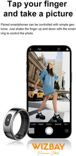 WizBay Premium Select® Smart Ring Goud - Maat 9 - Smart Ring met Hartslag, Slaap, Zuurstof - Multi Sport Modi — thumbnail 5