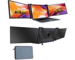 Quality4Less™ - Portable monitor 15.6" / 18,1" - Ultra HD - Laptop scherm uitbreider - Plug & Play - Tri screen - Inclusief Beschermhoes - Zwart