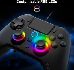 EgoGear - Bedrade controller met paddels SC10 zwart voor PS4/PS3/PC, aanpasbare RGB, trilmotoren, 3,5 mm aansluiting, 800 mAh — thumbnail 5