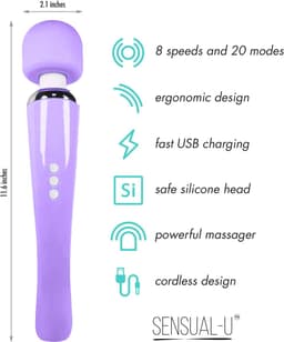 Sensual-U Elegance Curve - Fluisterstille Vibrator - Wand massager voor Clitorale stimulatie – Seksspeeltje met 8 snelheden en 20 standen – Lila — thumbnail 3