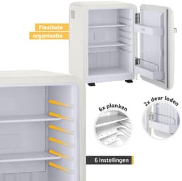TZS First Austria Mini koelkast - Minibar - 40 liter - Vrijstaand - Volledig stil 22dB - Retro - Crème — thumbnail 5