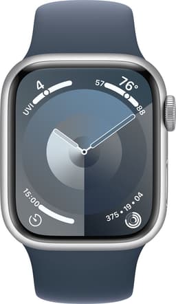 Apple Watch Series 9 - GPS + Cellular - 41mm - Silver Aluminium Case with Storm Blue Sport Band - S/M — thumbnail 1