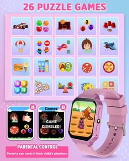 Kiddowz Smartwatch kinderen V2 - Kinderhorloge - 5 t/m 12 jaar - met camera, filters en 26 kids spelletjes - Paars — thumbnail 2